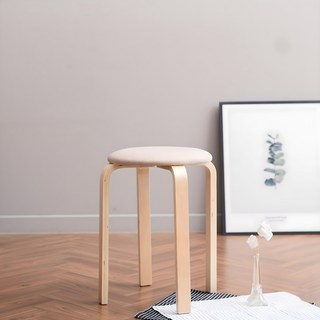 10X10 素色實木布椅凳, 米色