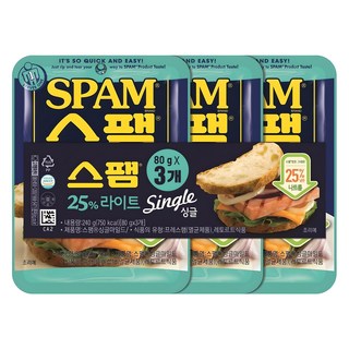 스팸 싱글 라이트, 80g, 3개