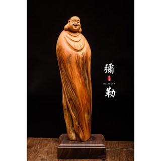 太行山崖柏根雕 彌勒佛 隨形根雕 木雕藝品, 1個