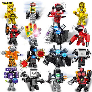 Wakku 스키비디 토일렛 skibidi toilet 레고호환블록 캐릭터 피규어 16종 블럭세트, 1세트, 결합