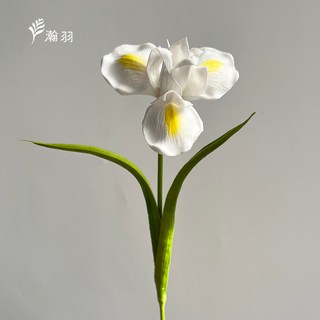 鳶尾愛爾蘭紫色仿真花束 家居裝扮拍照道具 婚慶婚禮餐桌裝飾假花, 白, 1個