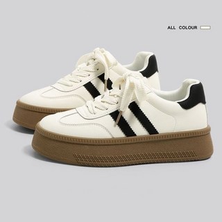 德訓鞋 女鞋 休閒運動鞋 厚底平底鞋 35-40 綁帶低幫