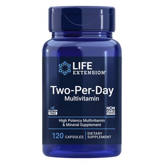 LIFE EXTENSION Two-Per-Day 綜合維他命膠囊, 1個, 120錠