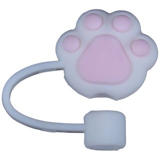 貓爺爺 可愛貓掌造型吸管蓋 防塵環保吸管套 玻璃/不鏽鋼吸管適用, 1個, 1個裝