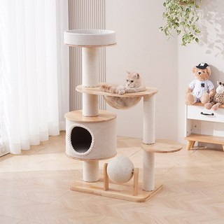 멍냥이랑 써클 앤 버블 대형 원목 캣타워, 1개