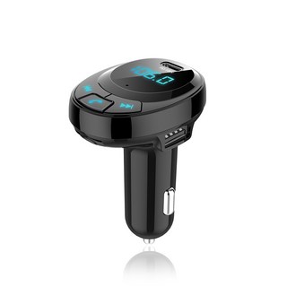 Woori 藍牙5.0 車用藍芽播放器 PD18W 車充, 黑色, CF1