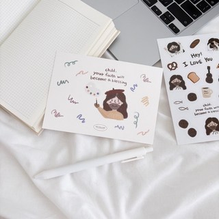 超可愛耶穌畫家插畫明信片/文創/基督/受洗禮/耶穌/教會/福音文創/禮品/幸福小組, 1個, 單張