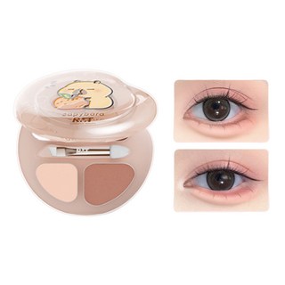 PINKCAT 羅小曼四色臥蠶盤 粉嫩感甜妹 臥蠶粉 高光 臥蠶筆 提亮 眼影 綜合盤 陰影 細節 暈染, 卡皮巴拉聯名款臥蠶盤｜04甜巧莓, 1個