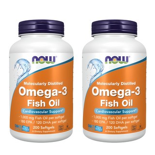 NOW Foods Omega3魚油軟膠囊 1000mg, 200顆, 2罐