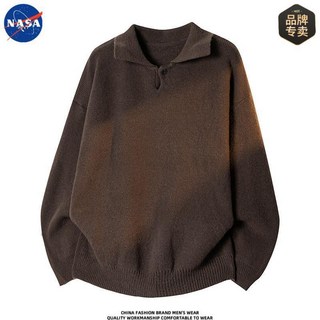 NASA 品牌 高質量 POLO 領 毛衣 男士 秋冬 休閒 大碼 保暖 針織衫