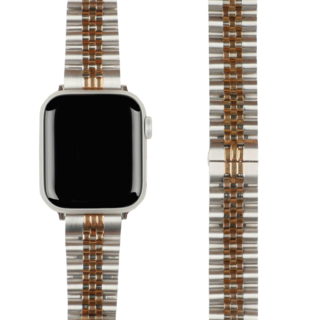 모할랩 애플워치 3/4/5/6/7/8/9/SE 호환 슬림 쥬빌레 메탈 스트랩 + 보호필름 1p 세트, 03로즈골드, 44mm