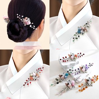 원석꽃 비녀 브로치_뒤꽂이 비녀 한복브로치 웨딩 혼주 브로치 원석 결혼식 브로치