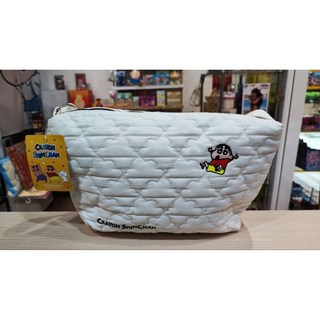 蠟筆小新 絎縫雲朵側背包 男女適用, 白