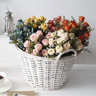 cocoo cocooning 꽃리스 가렌드 조화부케 6color 장미꽃 부쉬 인테리어 조화, 연핑크장미, 1개