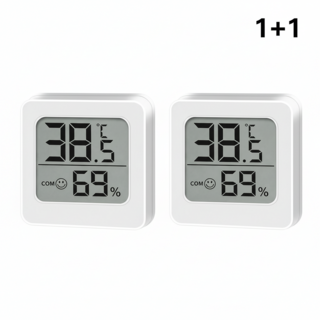 [1+1] 초정밀 디지털 실내 온습도계 기갈대 아기방 아기침대 세트 (총 2개), 1세트, 화이트