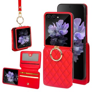 오이키 Z플립케이스 폭신한 레더 휴대폰 케이스 카드 지폐 지갑 + 스트랩