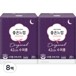 좋은느낌 오리지널 수퍼롱 저자극 생리대 01. 날개형 20개입 8개 445760, 160개