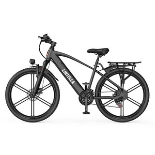 린텔라 전기자전거 배터리 분리 PAS 스로틀 26인치 7단 NFC카드키 400W 전동자전거, 블랙 일체형휠, 경량스틸