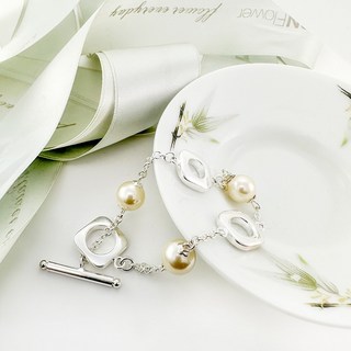 韓勢力 手鍊珍珠個性百搭OT釦環手鏈 鍍925銀色 NC6030