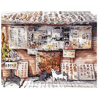 ArtLife 藝術生活 DIY數字油畫 TW039 台灣風情誌 50 x 40cm, 聚眾吸貓 屏東南州糖廠, 1個