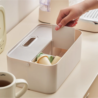 도토릿 6칸 다용도 수납박스 영양제 데스크정리함, 1개, 6칸와이드_크림베이지(CB)