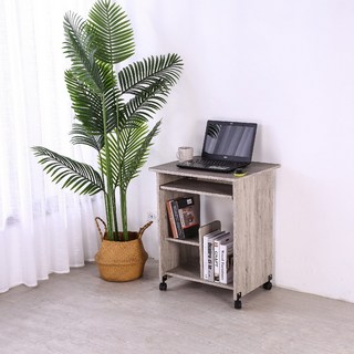 【河狸居家】MIT低甲醛附輪電腦桌/寫字桌/工作桌 移動式鍵盤桌 學生讀書桌 簡約工作必備, 灰木色