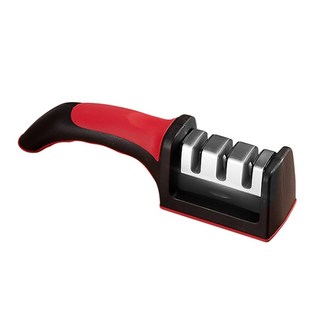 迷你防滑三段式磨刀器 磨刀石 磨刀機 磨剪刀 鑽石磨刀器 磨刀神器, 1個, 三段式磨刀器, 紅色