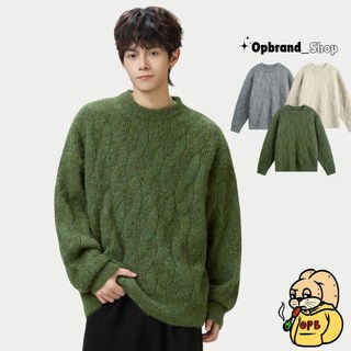OPB 肌理毛衣 復古綠 針織毛衣 重磅大學T 秋冬復古質感 情侶衣