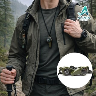 알파 호루라기3-in-1온도계&나침반&호각, 10개, 블랙