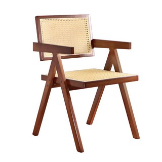 日式藤編實木椅 單人餐椅 休閒椅 家用藤椅 咖啡廳下午茶【T7CH】, 原木色, 1個
