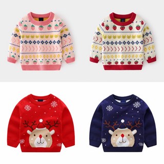 【Arbea】女童童裝韓版女童草莓提花細棉線打底上衣新聖誕款【C305】