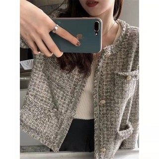 S babe life J 女款圓領粗花呢外套 春秋時尚穿搭