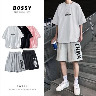 夏季五分褲兩件套外穿國潮休閒五分袖短袖T恤籃球運動短褲套裝12