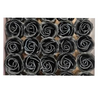 Ava香皂花 香皂玫瑰花 四層玫瑰花 黑邊眼線小香風玫瑰 香頌玫瑰 乾燥花 玫瑰花 花束製作, 10個, 含花托, 白邊黑