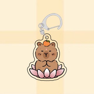 卡皮巴拉 壓克力鑰匙圈 水豚可愛吊飾 鑰匙圈 交換禮物, 1個, 好運蓮蓮豚