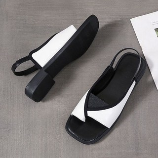 韓版女款套趾平底涼鞋，2024夏季新款，後絆帶方頭羅馬鞋, 26.5 cm, 白色