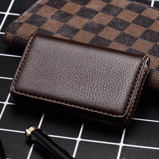 고급 PU 가죽 명함 케이스 프리미엄 메탈 자석 지갑, 1개, 3831 브라운