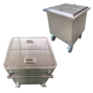 업소용 밀가루통 방습 밀가루카트 잡곡통 이동식 쌀통, 1개, 304특대 50x50x55 단일+푸셔(40kg)