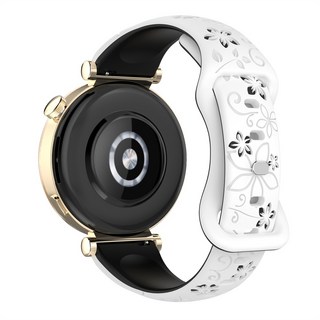 Huawei Watch GT6 矽膠壓花錶帶, 1個, 白黑,GT/GT2 Pro/GT2e, 白黑