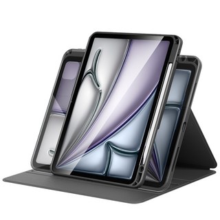 nimin 니민 펜슬 수납 360도 회전 마그네틱 태블릿 PC 케이스 커버 케이스, 블랙