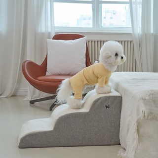 슈퍼펫 강아지계단 논슬립 슬개골보호 미끄럼방지 3단 커브 스텝, 그레이, 1개