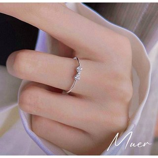 Muer 沐耳飾品 開口蝴蝶結線戒 925純銀簡約食指戒指
