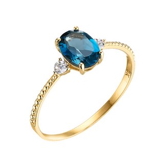 골드앤 14K 샤벳 런던블루 토파즈 싱글 반지 YG (천연석 감별서 증정) 큐빅 포인트 건강 선물추천
