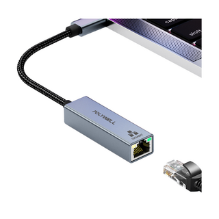 POLYWELL 寶利威爾 USB3.0 Type-C 1G千兆外接網卡 Gigabit 乙太網路卡 台製晶片, PW15-T02-A046, 1個
