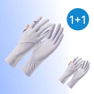 [1+1] 자외선차단장갑 운전장갑 여름 운전용 손가락 장갑, 퍼플+퍼플, 2개