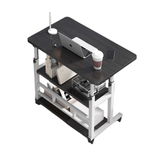 升降電腦桌 家用臥室書桌 寫字桌 學習桌 可移動升降辦公桌, 黑色