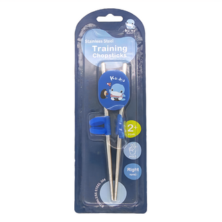 KU.KU Duckbill 酷咕鴨 不鏽鋼學習筷, 筷尖防滑 食物不易滑落, 顏色隨機, 1雙