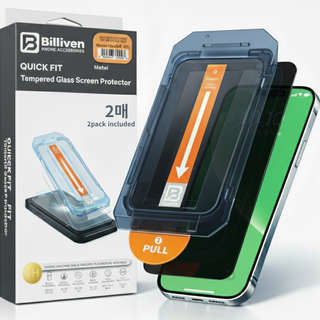 빌리벤 사생활보호 퀵핏 원터치 자동부착 강화유리 풀커버 9H (2매), 1세트