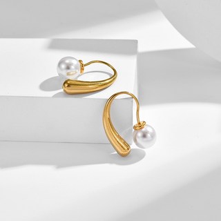 【珍珠灣】CityCape 這座城飾 316L醫療鈦鋼抗敏 一款两戴珍珠耳環耳墜 小眾設計感耳環 耳勾 文藝復古優雅