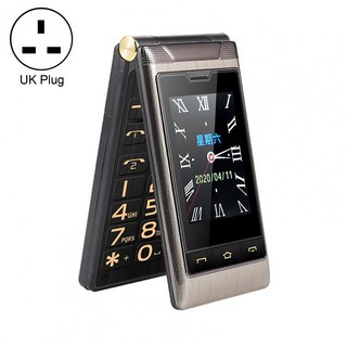 할머니 전용 미니 대형 키 플립 휴대폰 유용한 키패드 휴대폰 2G 다기능 듀얼 카드 듀얼 스탠바이 폰, Grey UK Plug, 1개